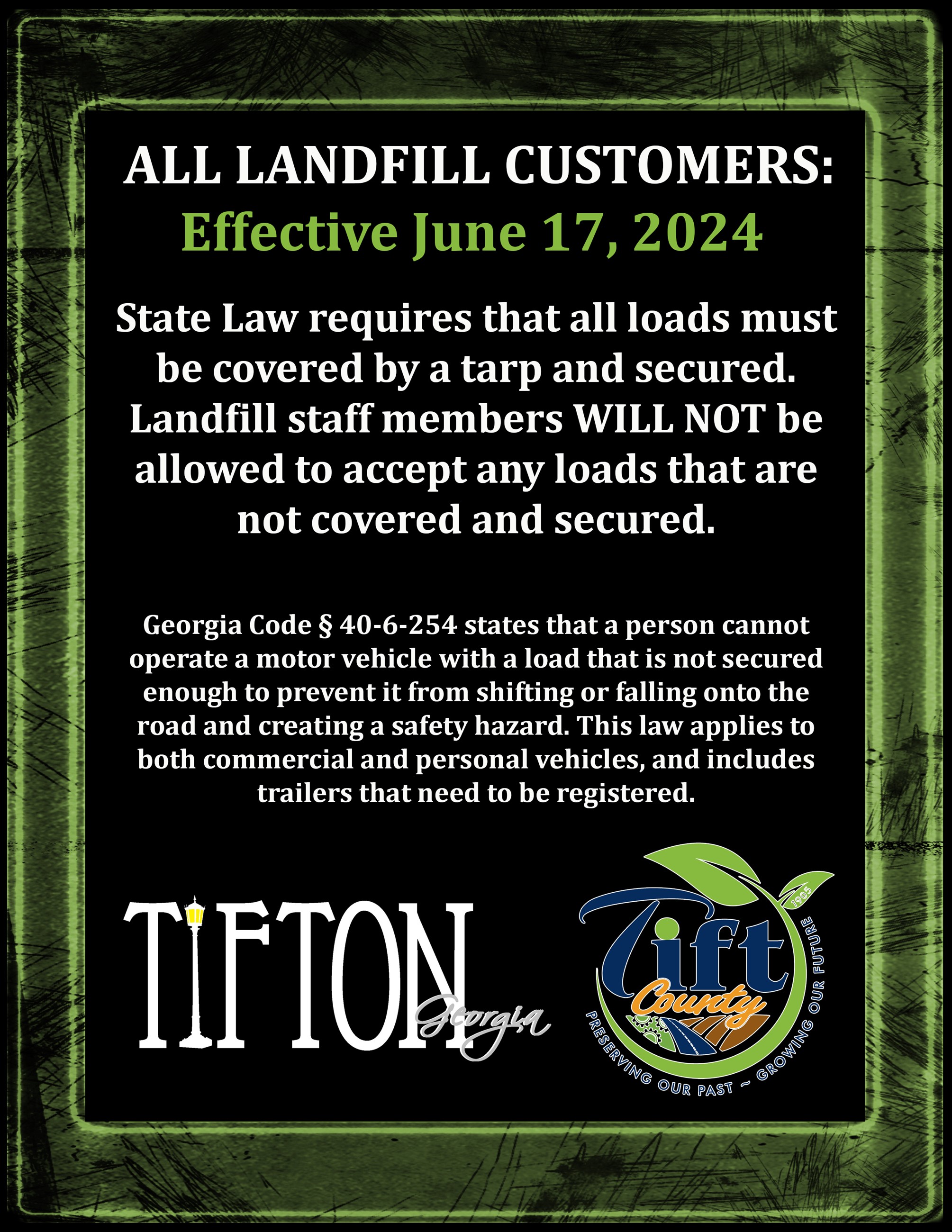 Landfill loads are required to be covered